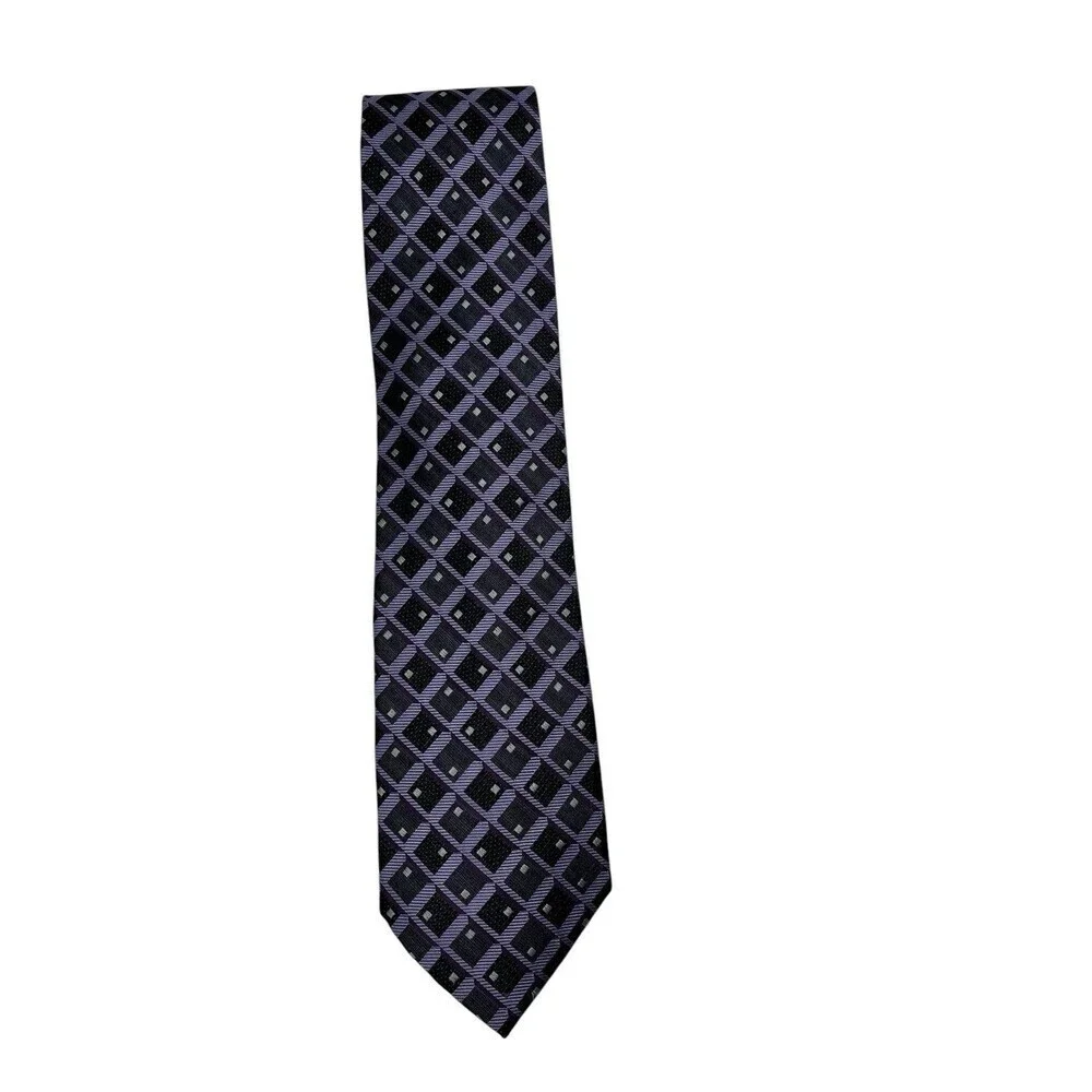 Antonio Fellini Men's 100% Silk  Neck Tie Purple Gray Black